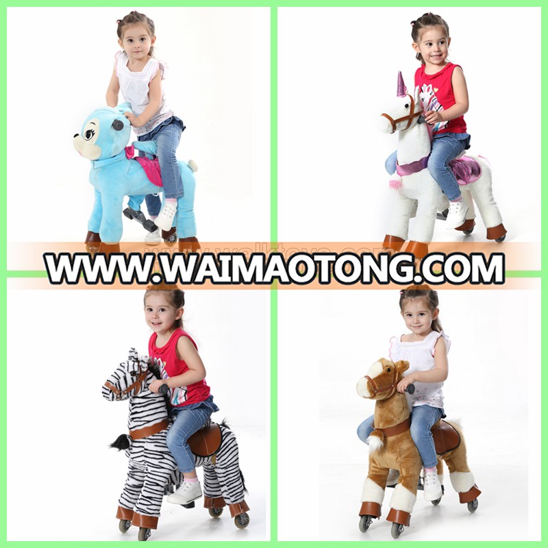 HI running toy horse on wheels kid riding horse toy